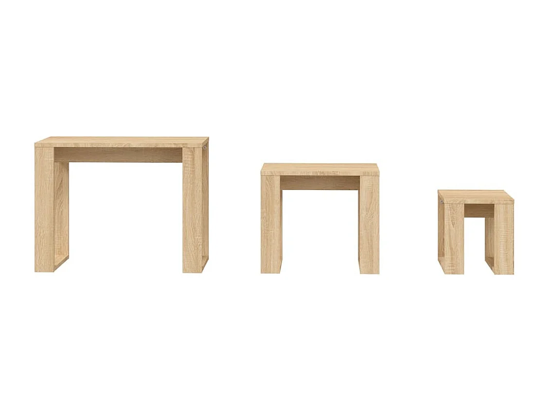Tables gigognes 3 pcs Chêne sonoma Bois d'ingénierie