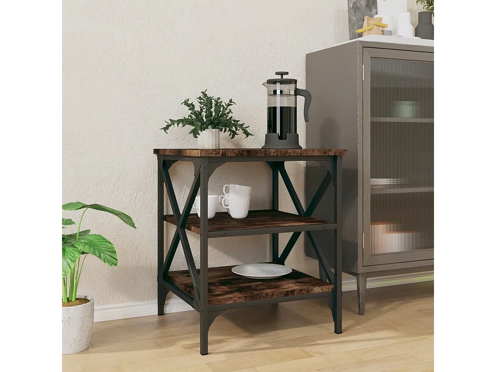 Tavolino laterale in rovere affumicato 40x42x50 cm in legno ingegnerizzato