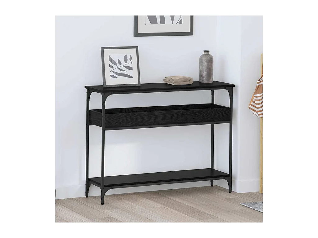 Table console Chêne noir 100 x 29 x 75 cm Bois d'ingénierie