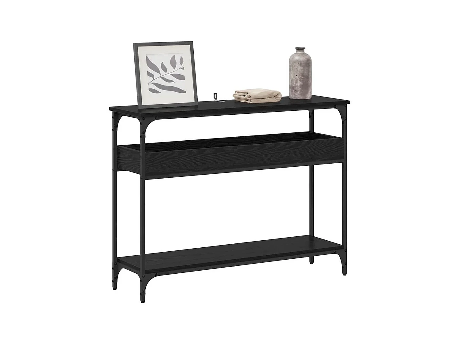 Table console Chêne noir 100 x 29 x 75 cm Bois d'ingénierie