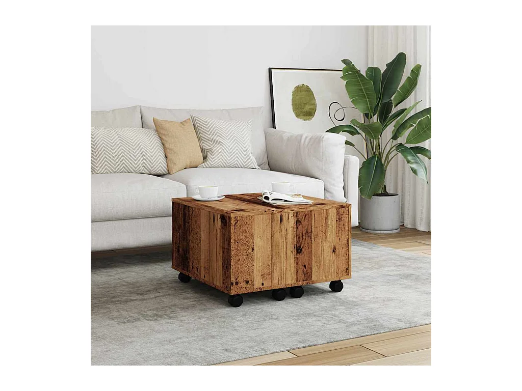Salontafel oud hout 60x60x38 cm bewerkt hout