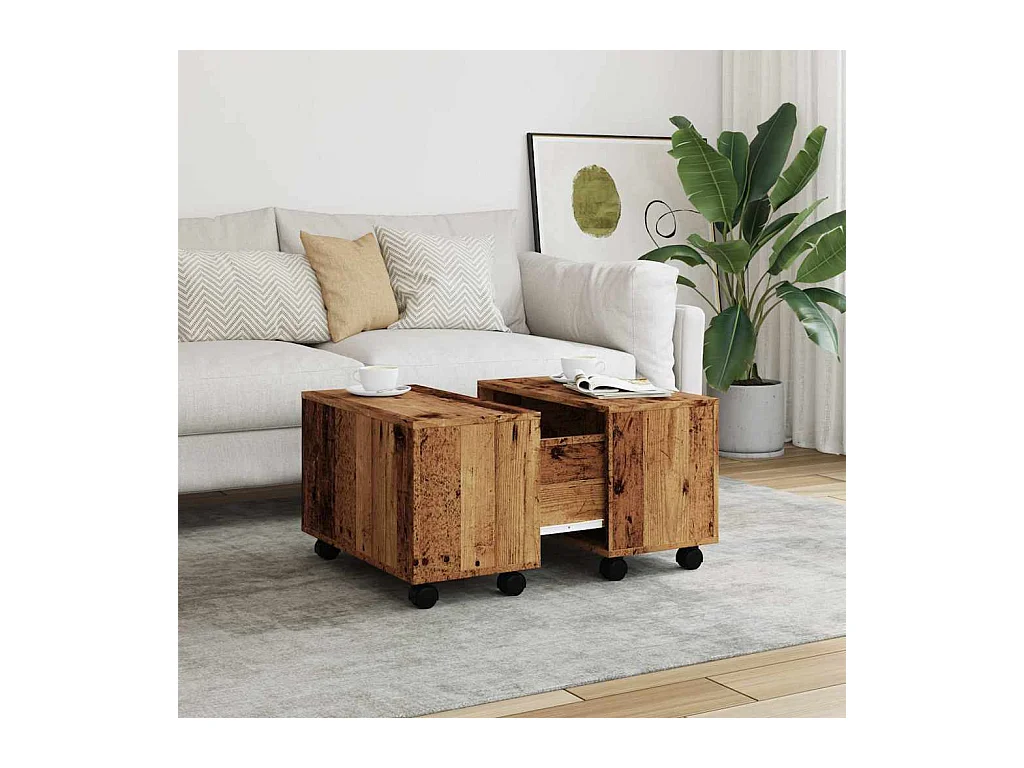 Salontafel oud hout 60x60x38 cm bewerkt hout