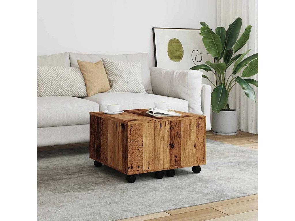 Salontafel oud hout 60x60x38 cm bewerkt hout
