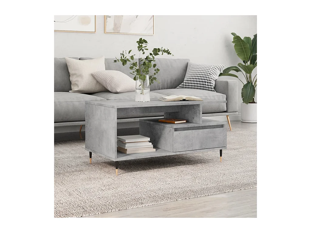 Tavolino da caffè grigio cemento 90x49x45 cm in legno ingegnerizzato