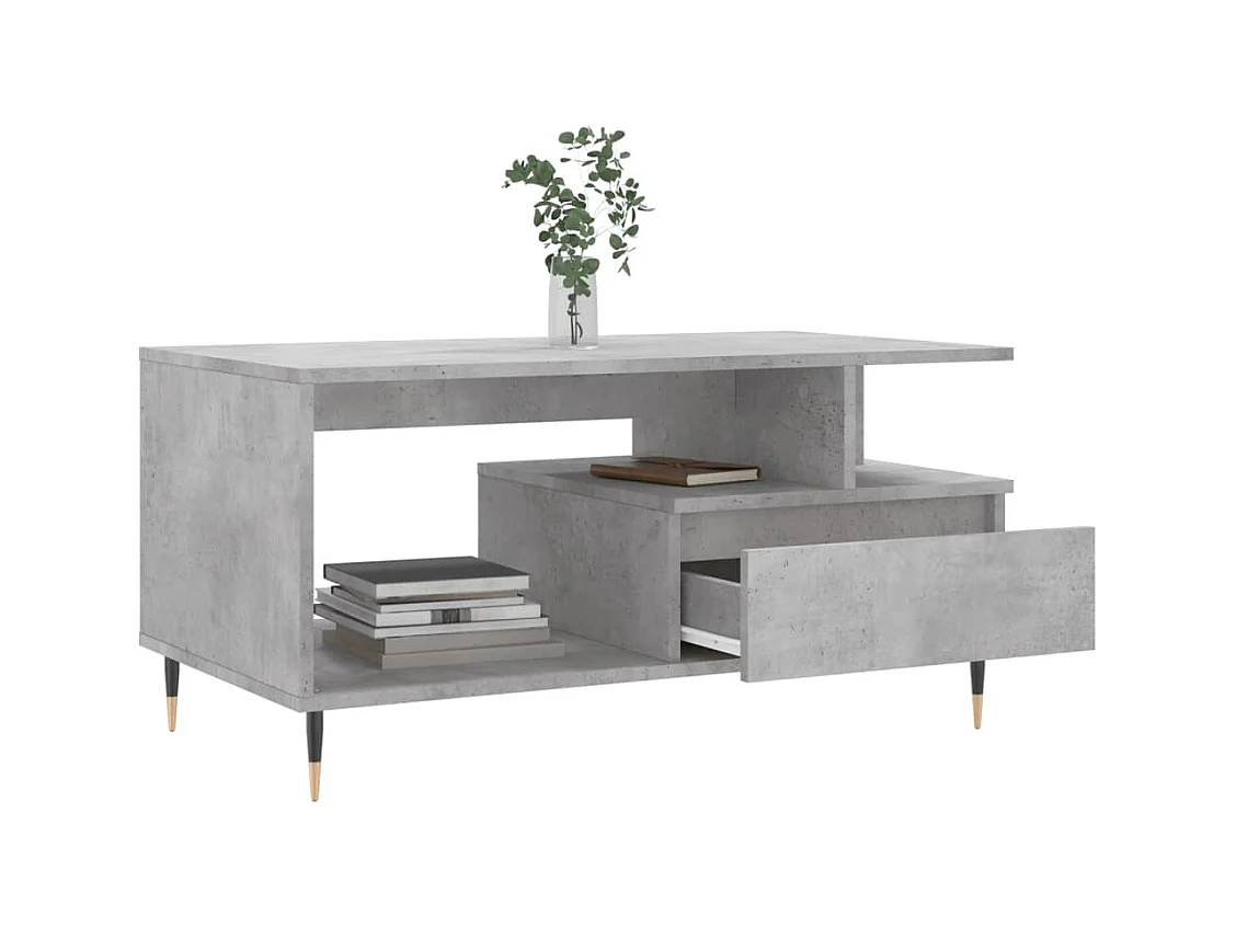 Tavolino da caffè grigio cemento 90x49x45 cm in legno ingegnerizzato