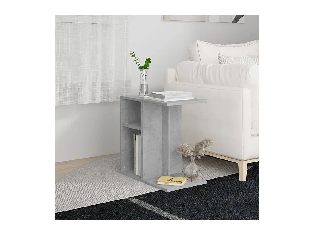 Tavolino laterale grigio cemento 50x30x50 cm in legno ingegnerizzato