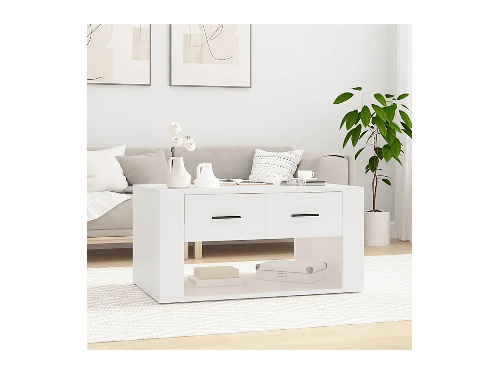 Table basse Blanc 80x50x40 cm Bois d'ingénierie