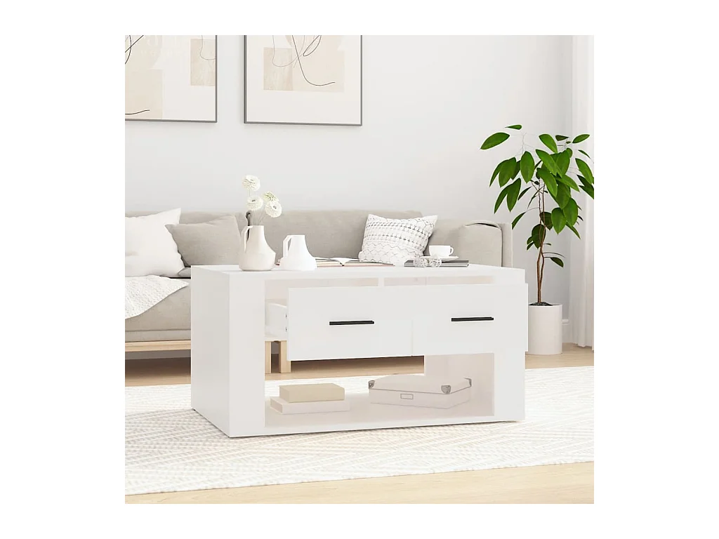 Table basse Blanc 80x50x40 cm Bois d'ingénierie