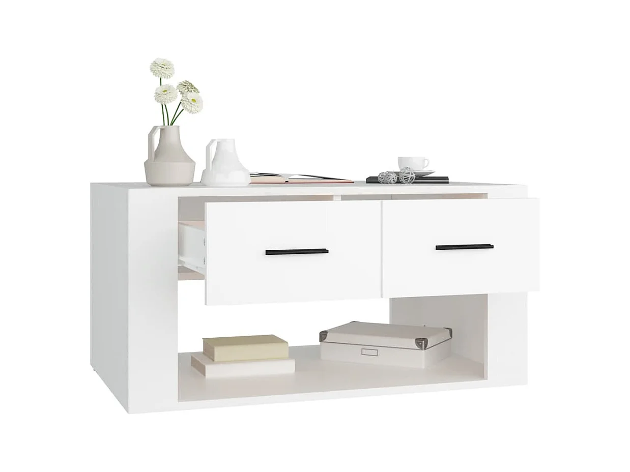 Table basse Blanc 80x50x40 cm Bois d'ingénierie