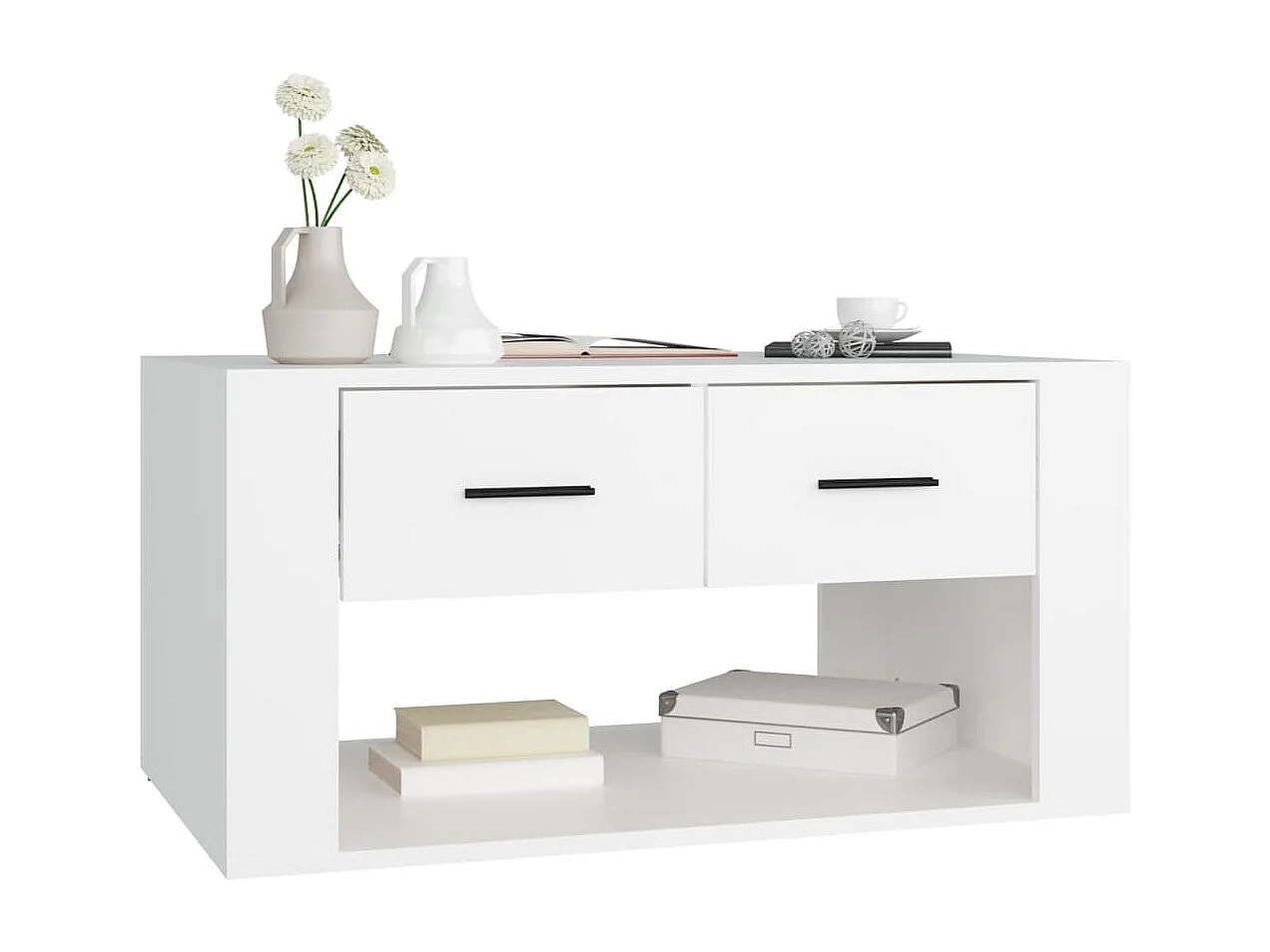 Table basse Blanc 80x50x40 cm Bois d'ingénierie