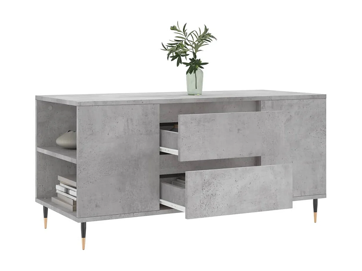 Betongrauer Couchtisch 102x44,5x50 cm Holzwerkstoff