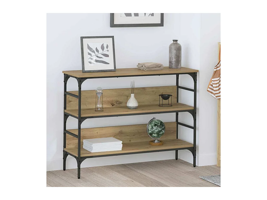 Table console avec étagère chêne artisanal 100 x 32 x 75 cm