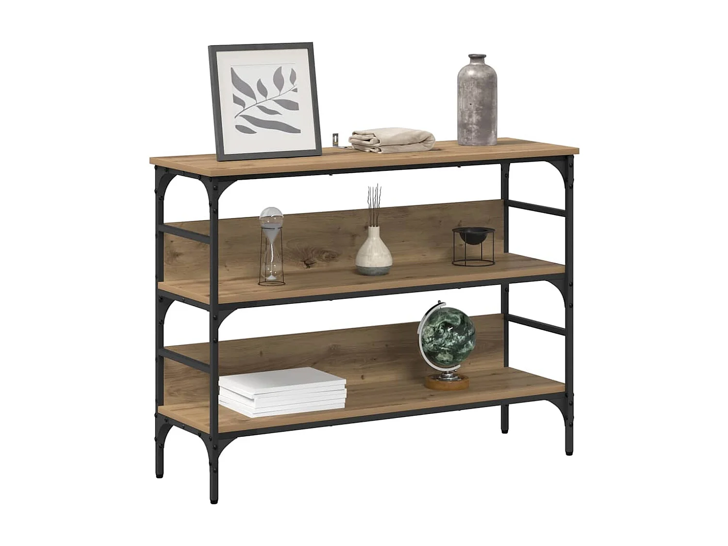 Table console avec étagère chêne artisanal 100 x 32 x 75 cm