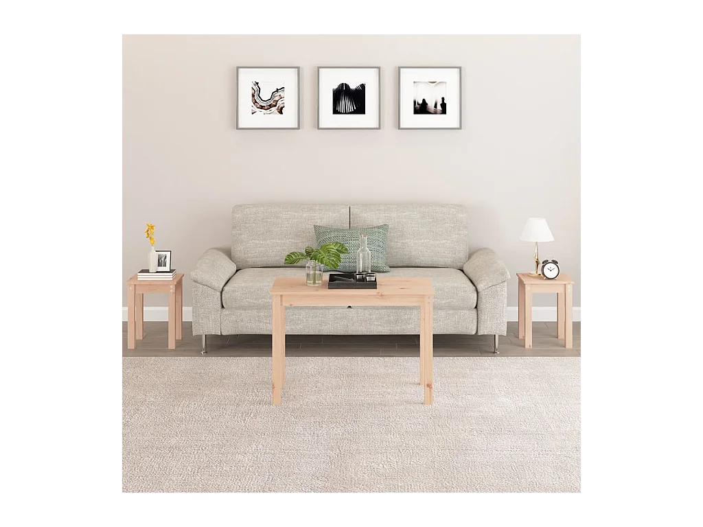 Bijzettafels 3 stuks Massief grenenhout