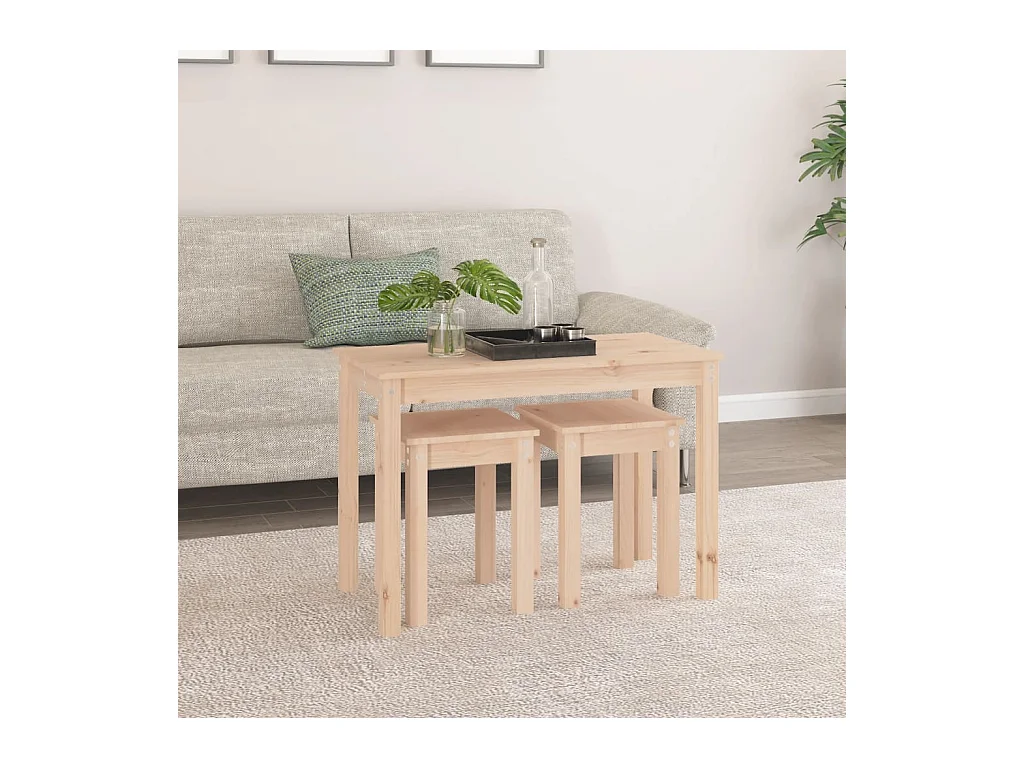 Bijzettafels 3 stuks Massief grenenhout