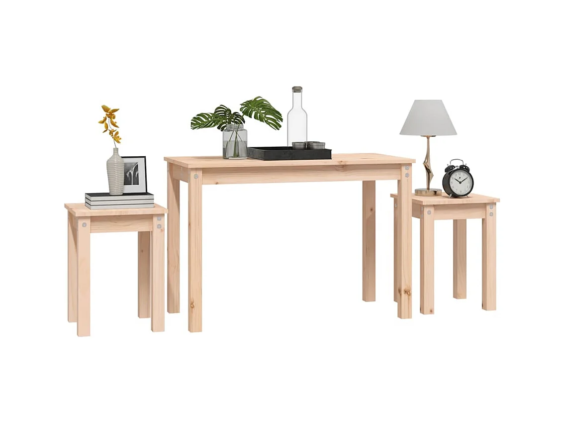 Bijzettafels 3 stuks Massief grenenhout