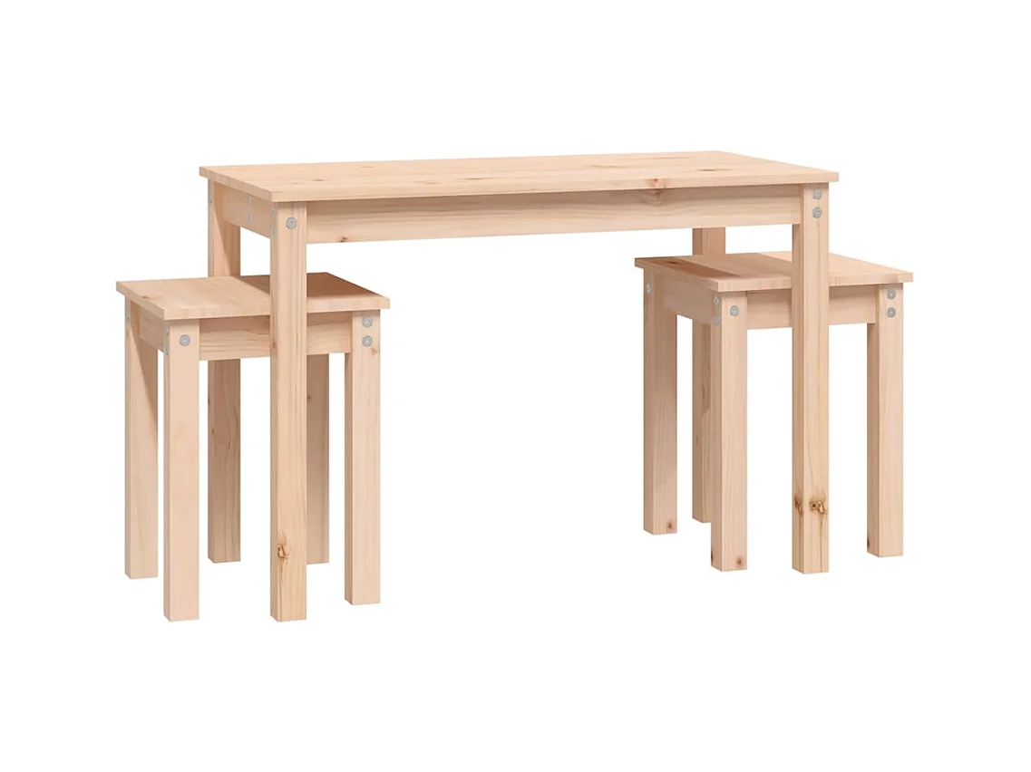 Bijzettafels 3 stuks Massief grenenhout