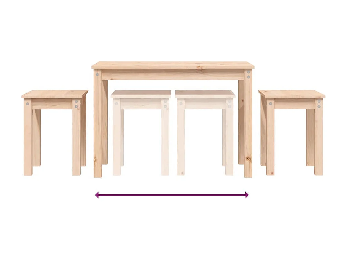 Tavolini impilabili 3 pezzi Legno massello di pino