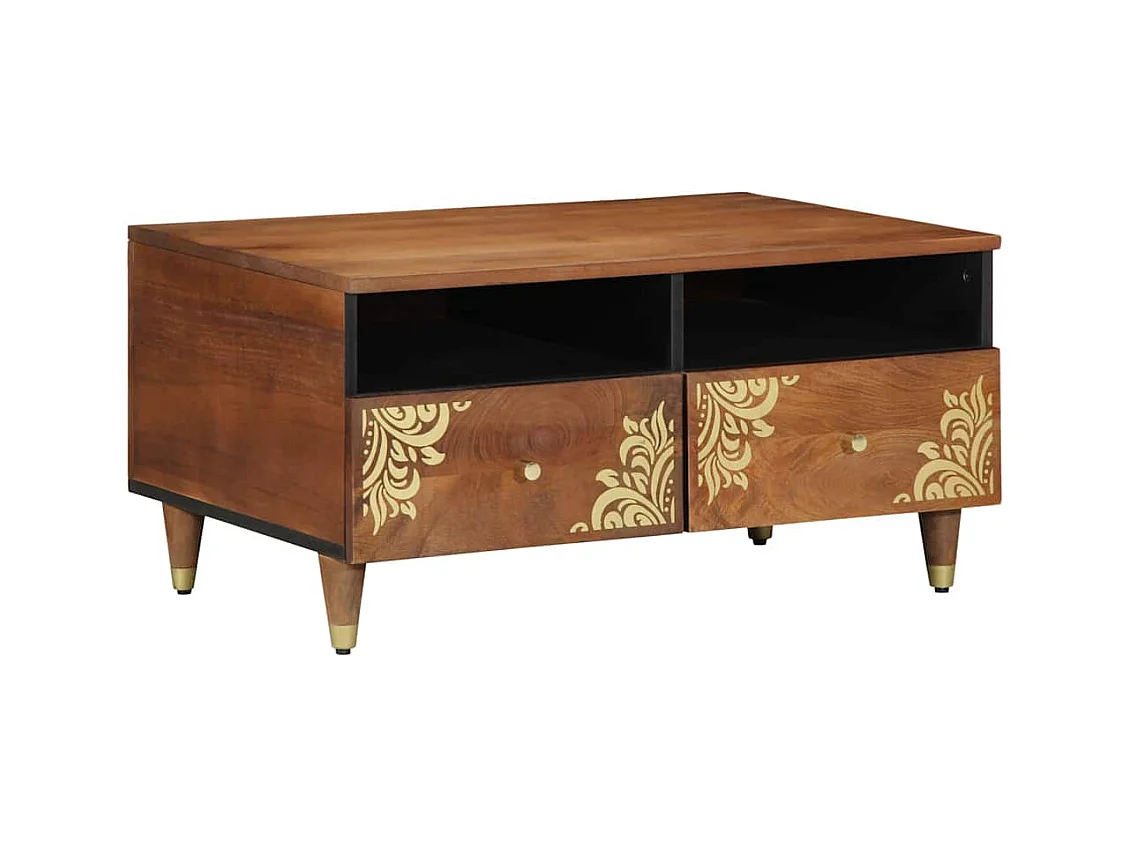 Table basse marron miel 80 x 54 x 40 cm bois de manguier massif