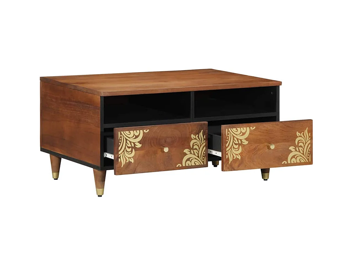 Table basse marron miel 80 x 54 x 40 cm bois de manguier massif