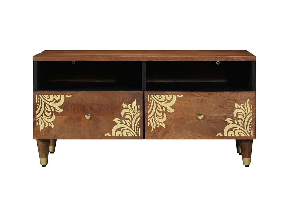 Table basse marron miel 80 x 54 x 40 cm bois de manguier massif