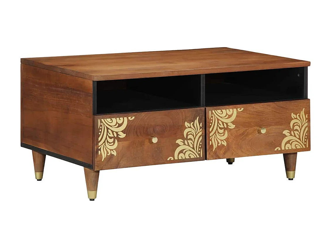 Table basse marron miel 80 x 54 x 40 cm bois de manguier massif