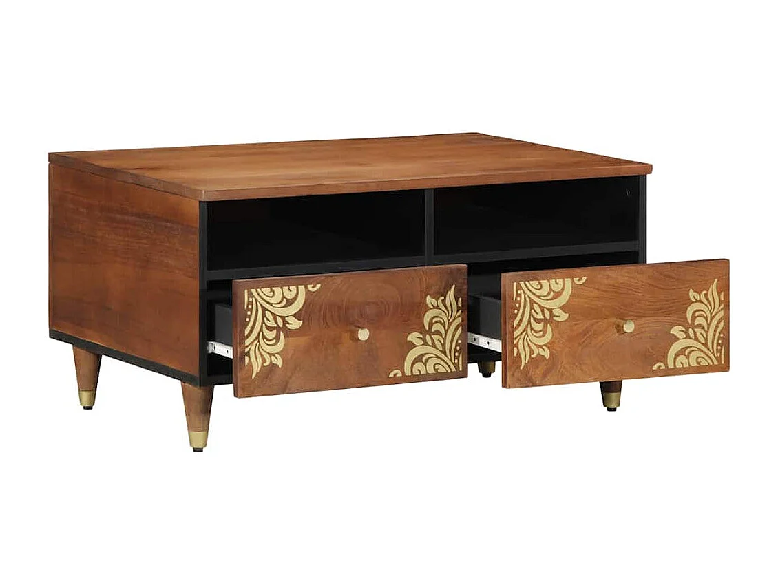 Table basse marron miel 80 x 54 x 40 cm bois de manguier massif