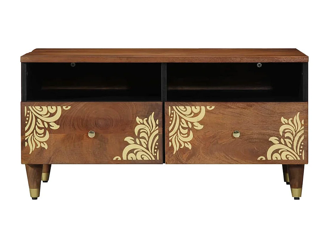 Table basse marron miel 80 x 54 x 40 cm bois de manguier massif