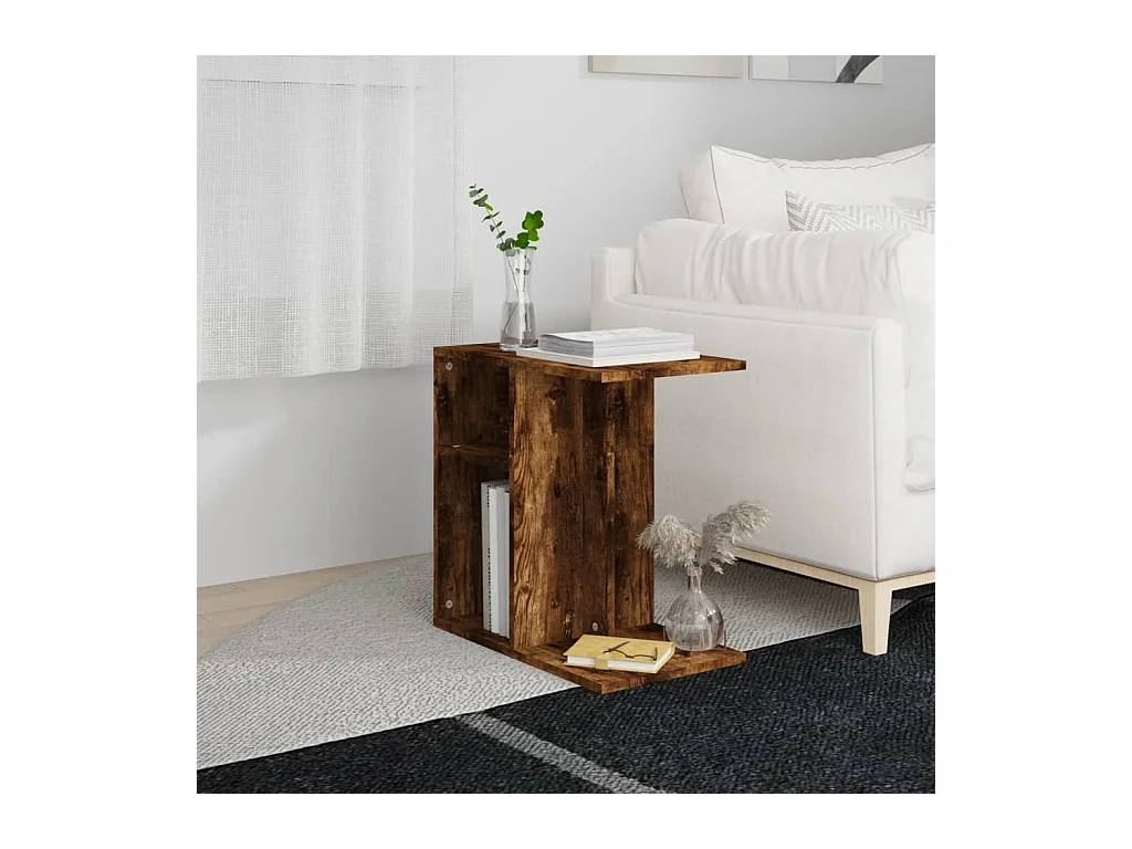 Gerookte Eiken Bijzettafel 50x30x50 cm Bewerkt Hout