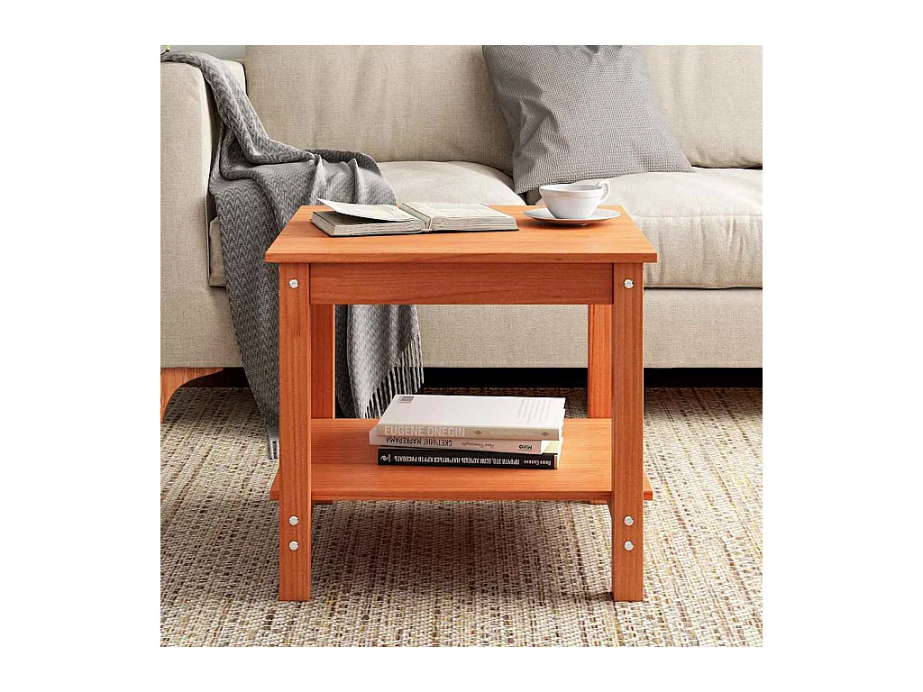 Bruine was salontafel 50 x 50 x 45 cm Massief grenenhout