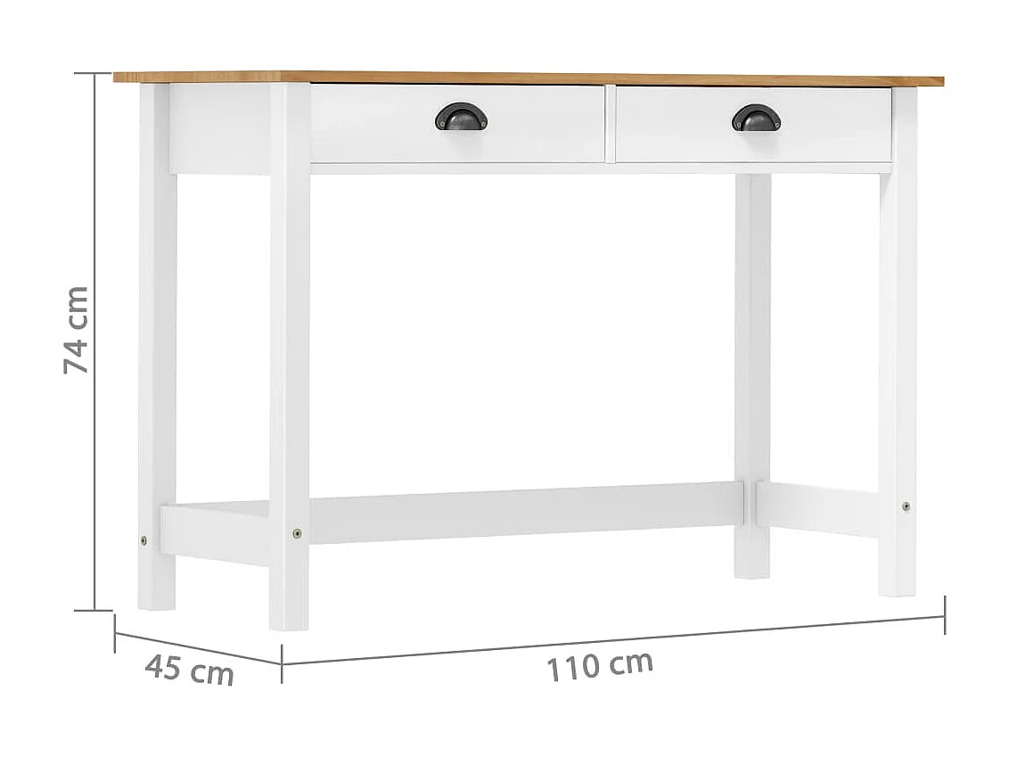 Table console Hill avec 2 tiroirs 110x45x74 cm Pin solide