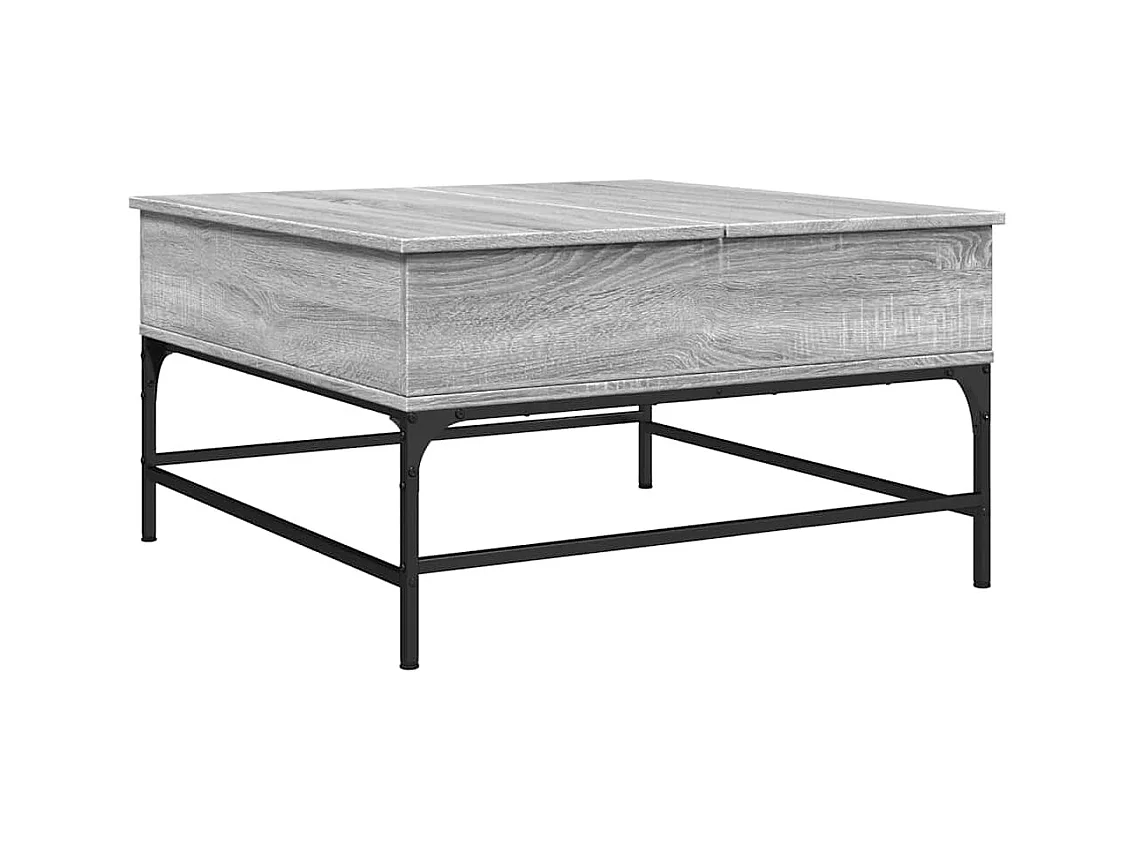 Mesa de centro Sonoma gris 80x80x45 cm madera contrachapada y metal