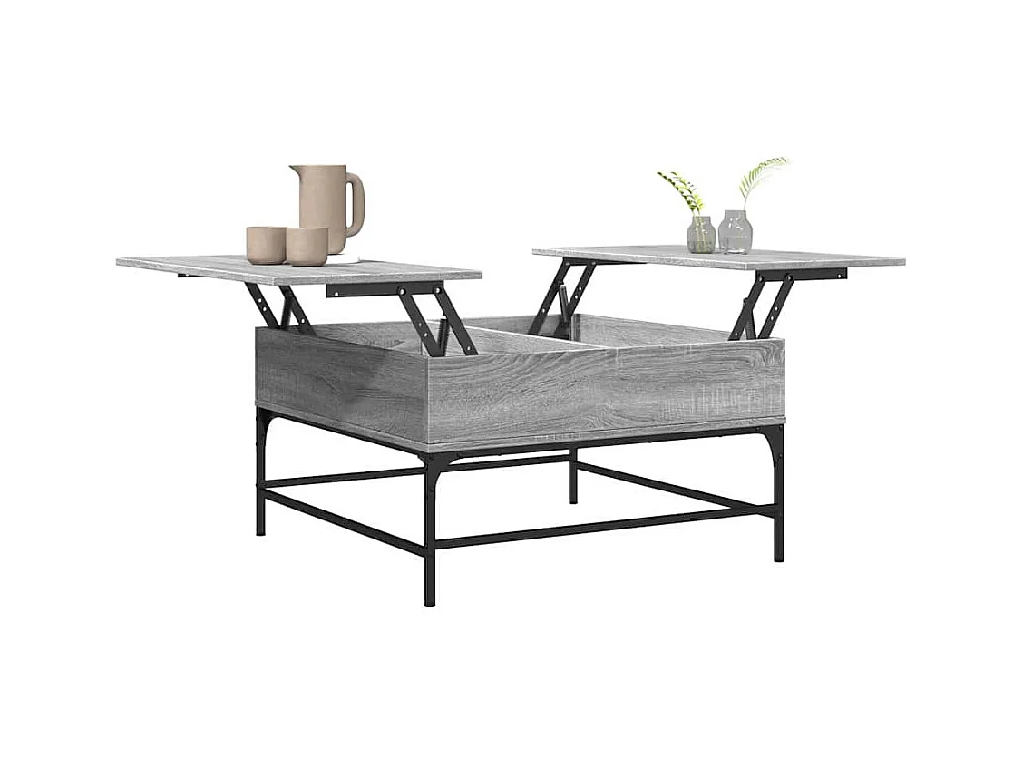 Mesa de centro Sonoma gris 80x80x45 cm madera contrachapada y metal