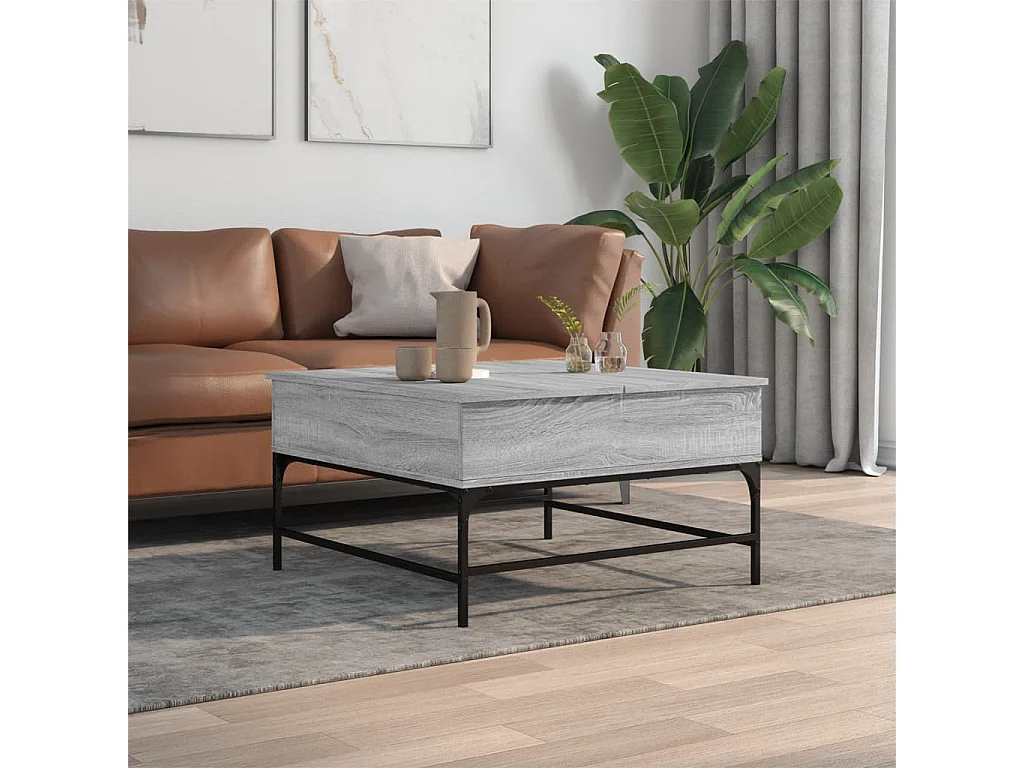 Sonoma salontafel grijs 80x80x45 cm bewerkt hout en metaal