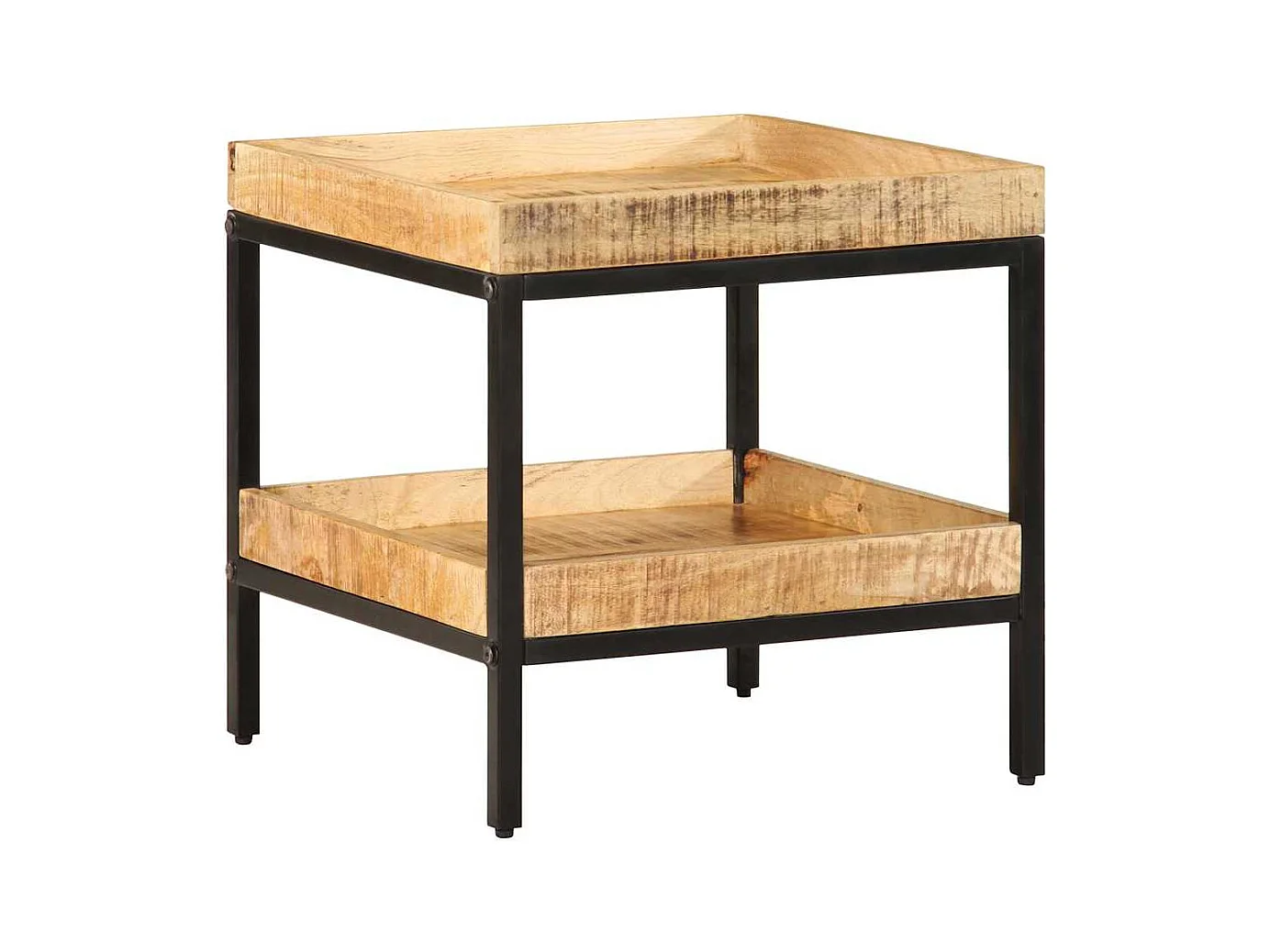 Bruine bijzettafel 45 x 45 x 45 cm massief mangohout