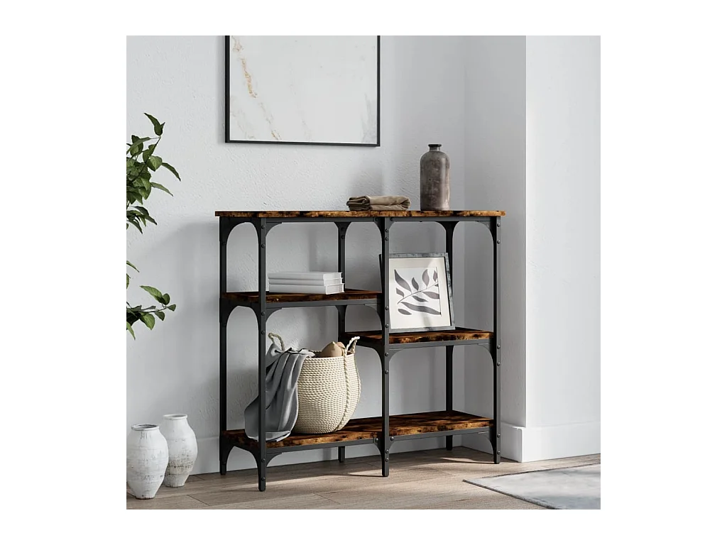 Consola de roble ahumado 80x29x75 cm madera de ingeniería