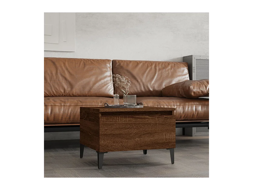 Tavolino laterale Rovere marrone 50x46x35 cm Legno ingegnerizzato