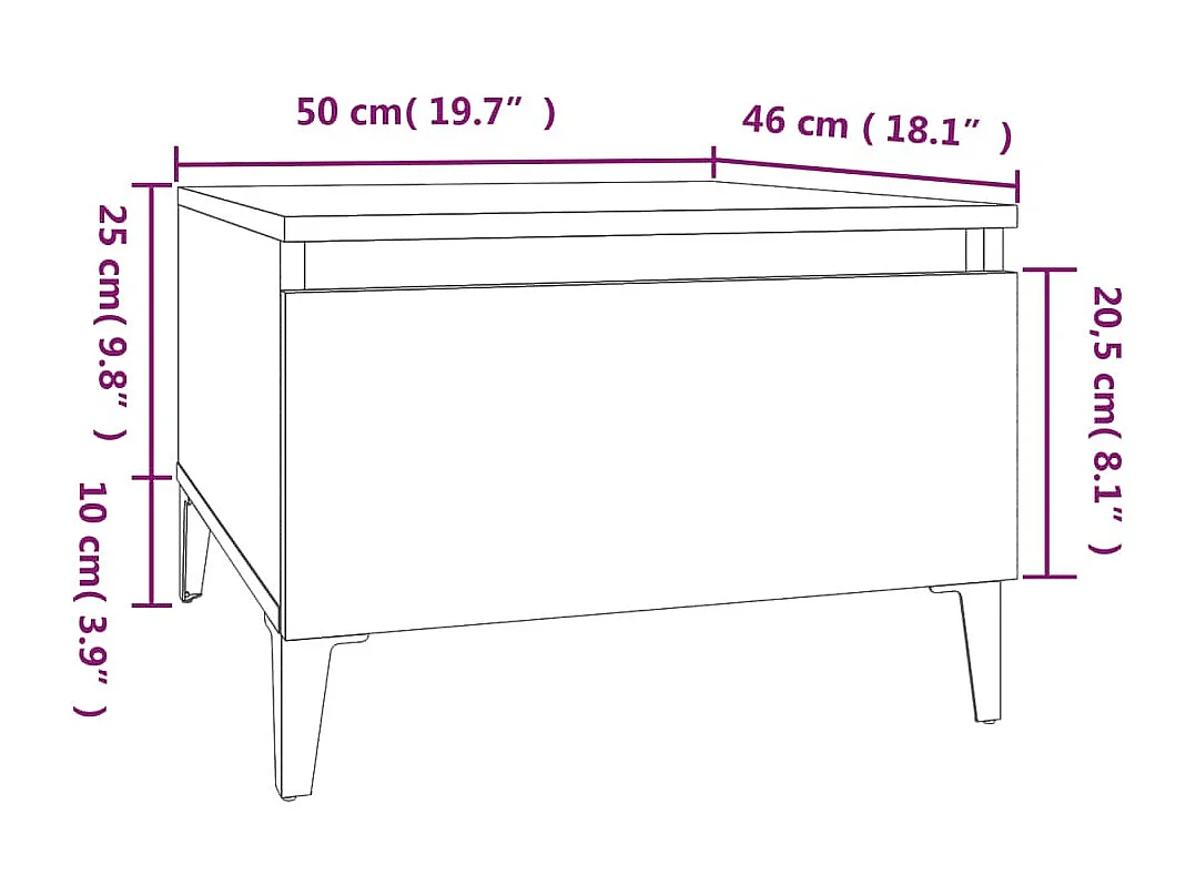 Mesa auxiliar Roble marrón 50x46x35 cm Madera de ingeniería