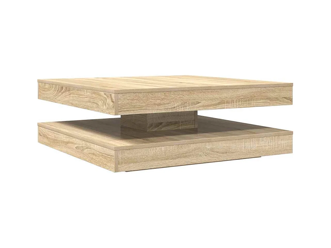 Table basse rotative à 360 degrés chêne sonoma 90x90x34,5 cm