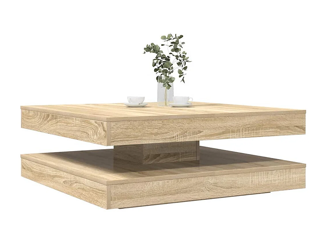 Mesa de centro giratoria 360 grados roble sonoma 90x90x34,5 cm