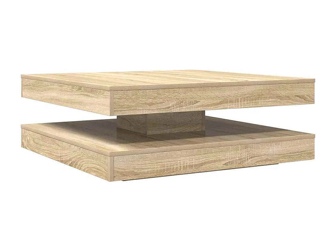 Mesa de centro giratoria 360 grados roble sonoma 90x90x34,5 cm