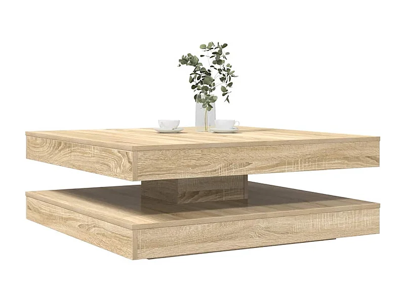 Mesa de centro giratoria 360 grados roble sonoma 90x90x34,5 cm