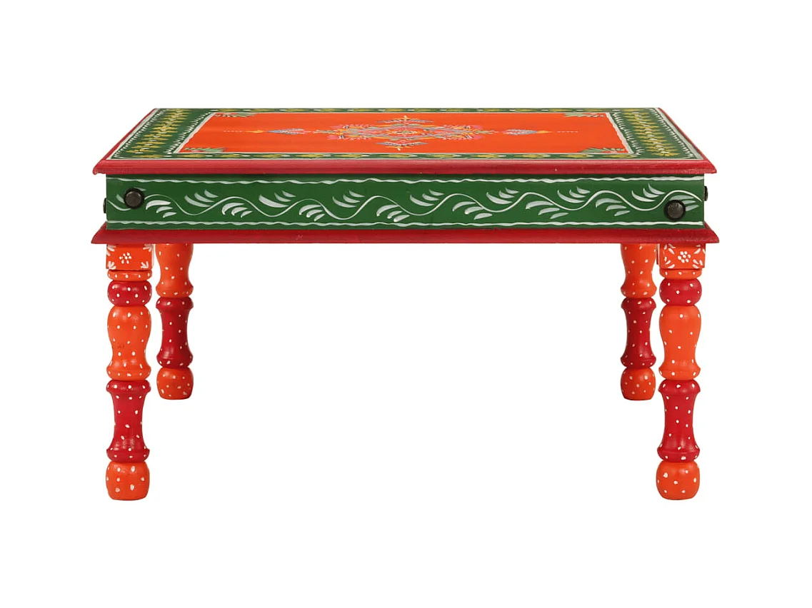 Oranje salontafel van massief mangohout, handbeschilderd