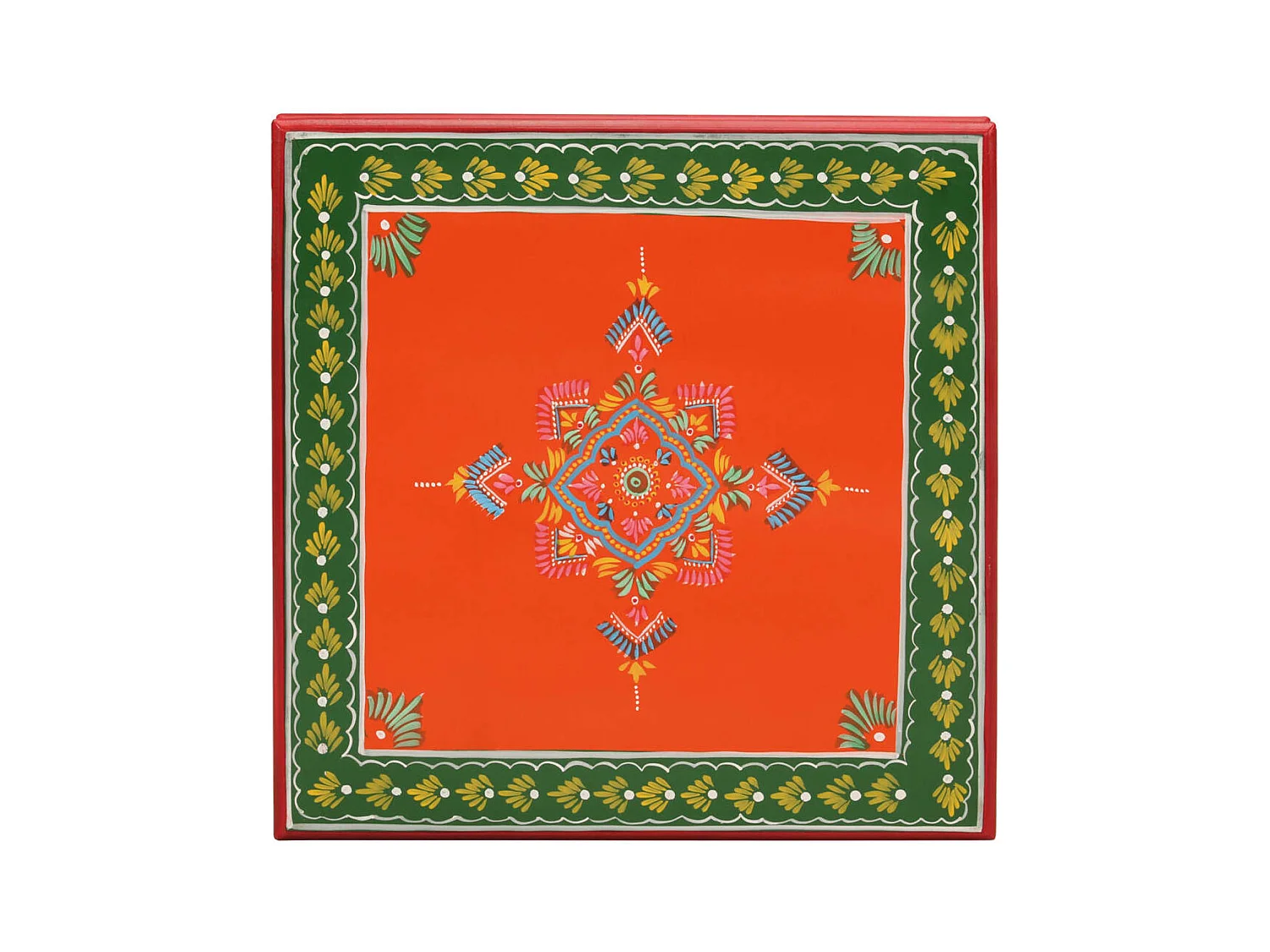 Oranje salontafel van massief mangohout, handbeschilderd