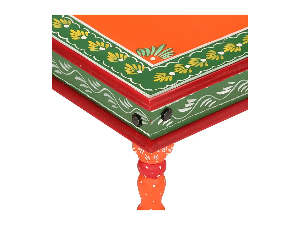 Oranje salontafel van massief mangohout, handbeschilderd