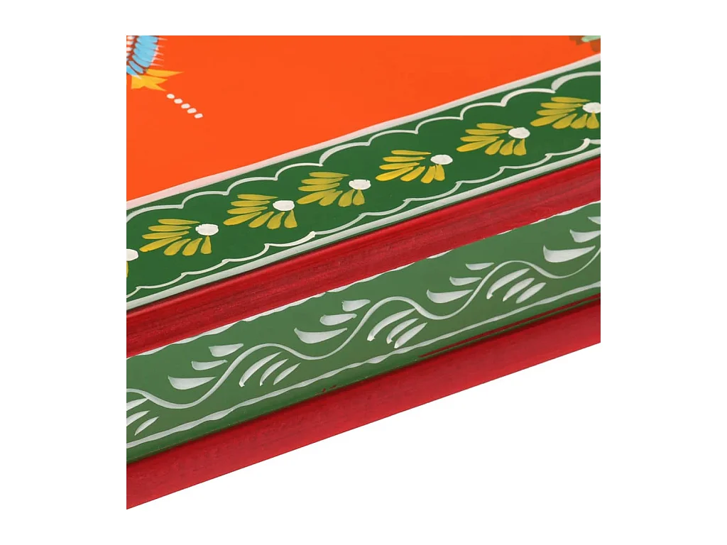 Oranje salontafel van massief mangohout, handbeschilderd