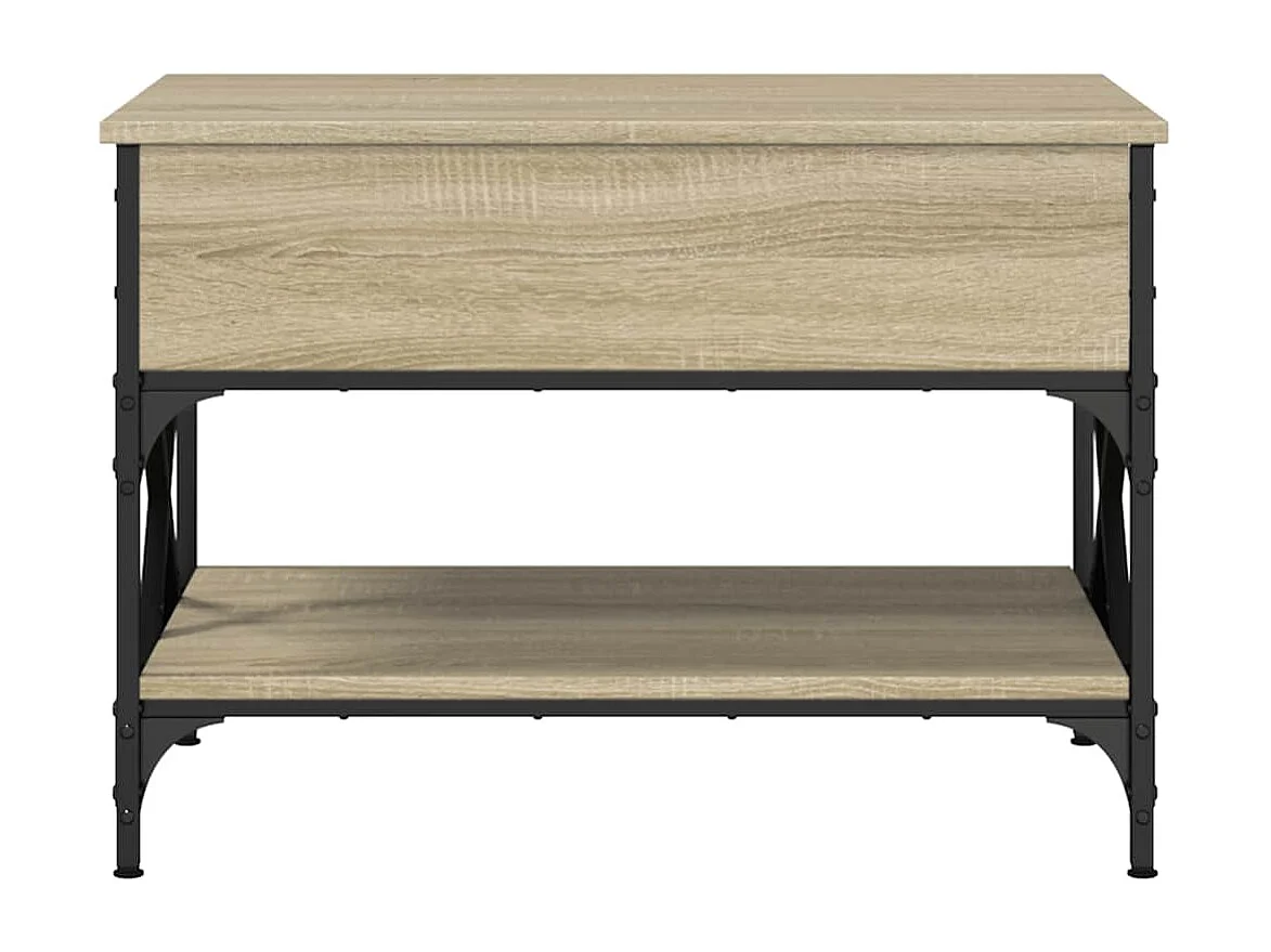 Table basse chêne sonoma 70x50x50 cm bois d'ingénierie et métal