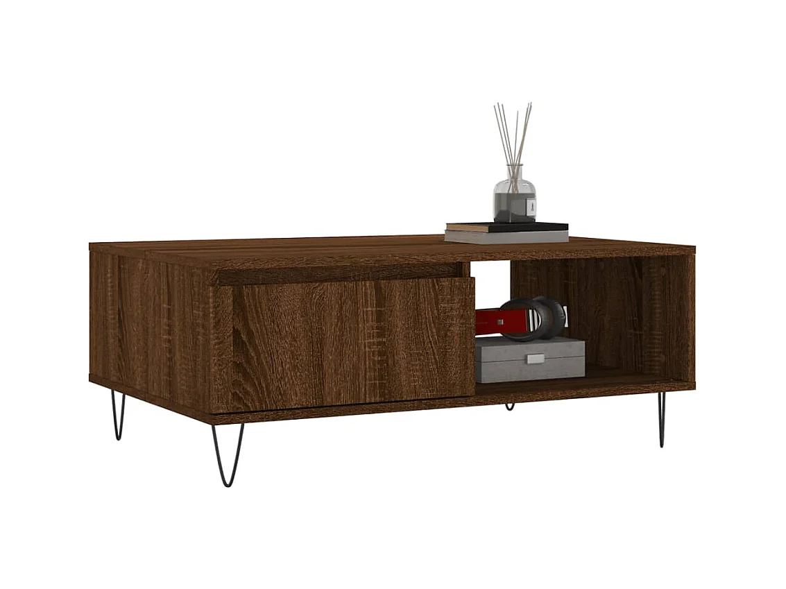 Table basse chêne marron 90x60x35 cm bois d'ingénierie