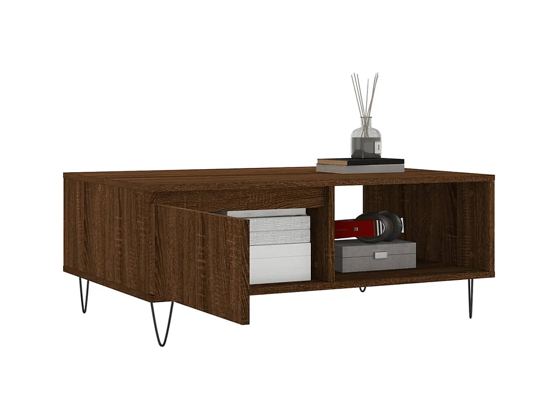 Table basse chêne marron 90x60x35 cm bois d'ingénierie