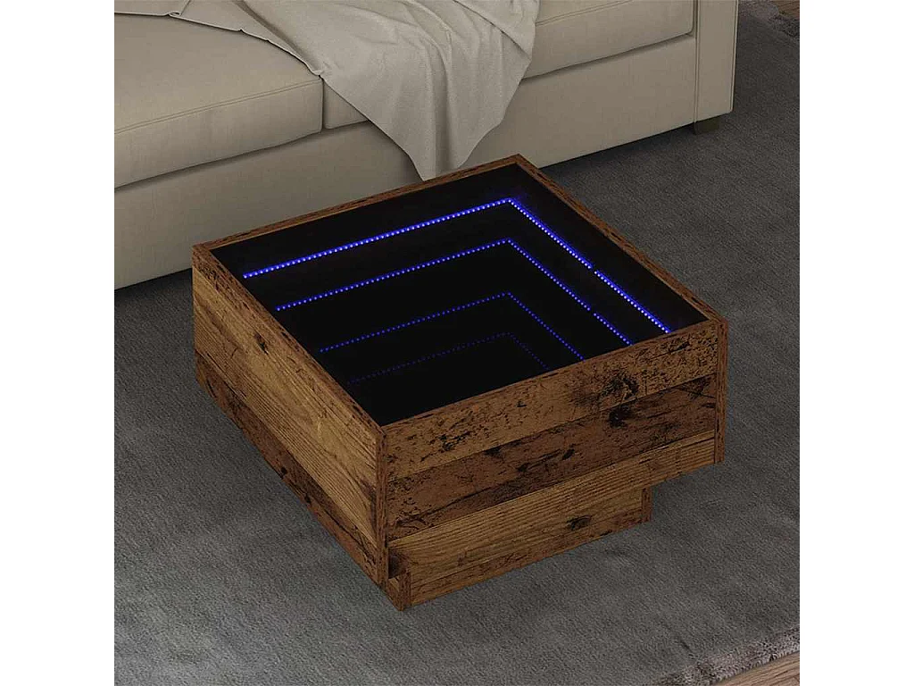 Tavolino da caffè in legno antico 50 x 50 x 30 cm Legno ingegnerizzato